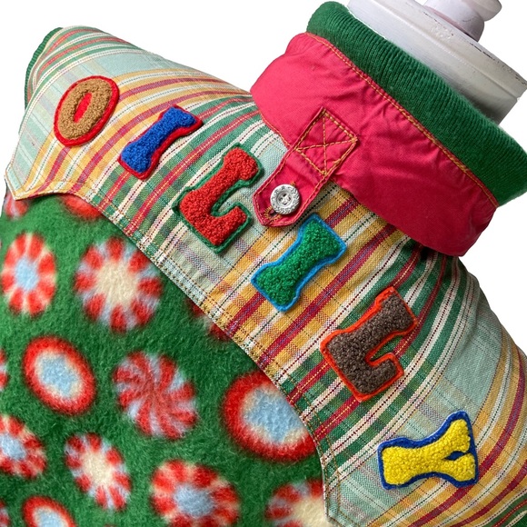 OILILY Vintage Vest Spell-Out Embroidery Peppermint Swirl Candy Print Small - Picture 2 of 11